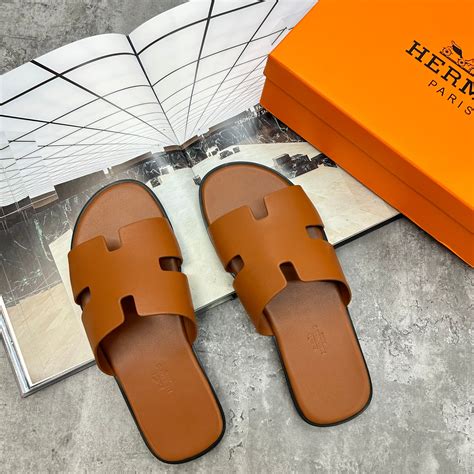 hermes tan slides